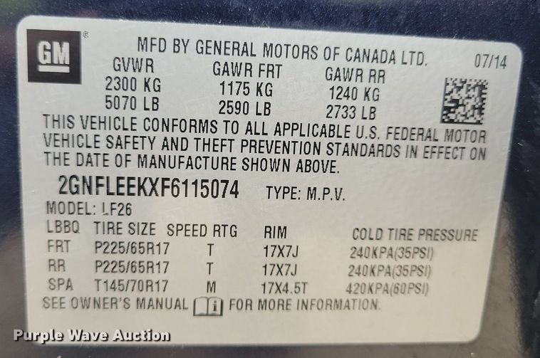 image for item KA9897 2015 Chevrolet  Equinox  SUV