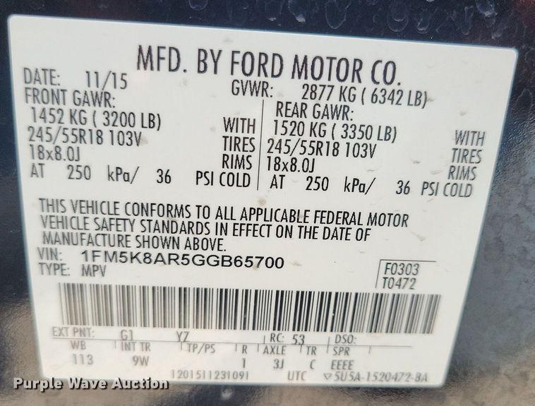 image for item KA9976 2016 Ford Explorer Police Interceptor SUV