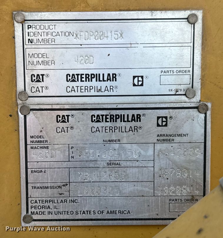 image for item LF9874 2001 Caterpillar  420D backhoe