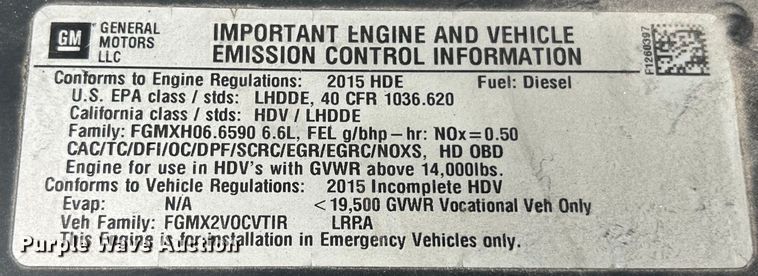 image for item LV9027 2015 Chevrolet  4500 ambulance