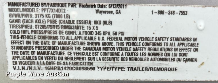 image for item LV9028 2012 Haulmark PPT7X14DT2 enclosed cargo trailer