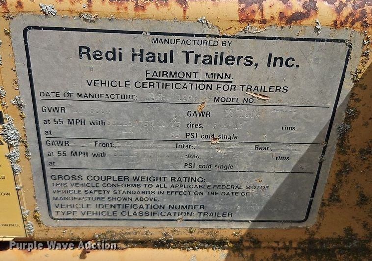 image for item NL9112 1997 Redi Haul equipment trailer