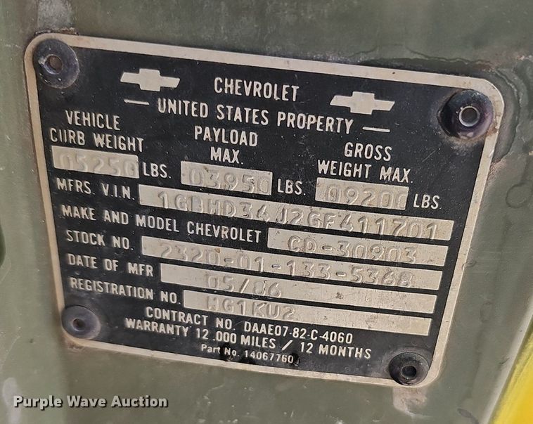 image for item NX9007 1986 Chevrolet 1 Ton flatbed truck