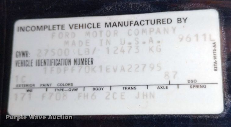 image for item NY9353 1984 Ford F700 pumper fire truck