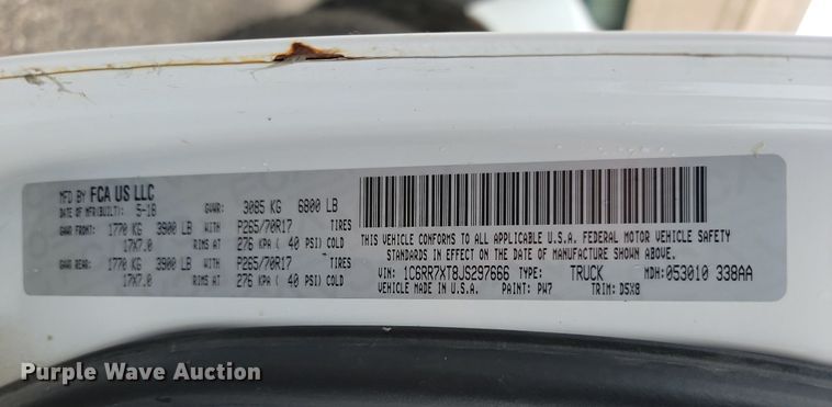 image for item OD9573 2018 Dodge Ram 1500 Crew Cab pickup truck