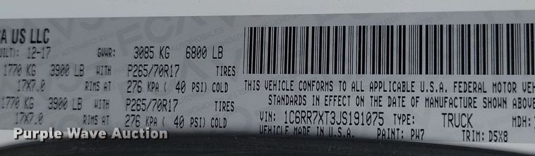 image for item OD9574 2018 Dodge Ram 1500 Crew Cab pickup truck