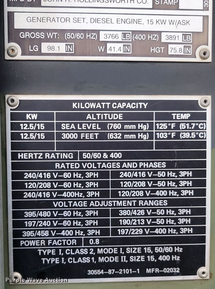 image for item OD9650 1989 MEP-004AAS generator