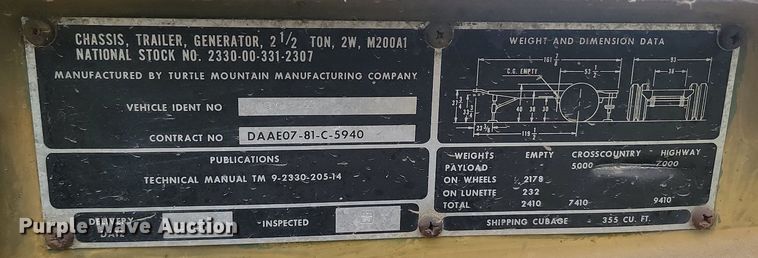 image for item OD9650 1989 MEP-004AAS generator
