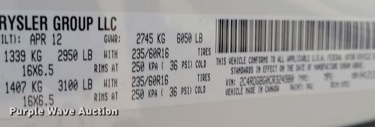 image for item OD9661 2012 Dodge Grand Caravan handicap accessible van