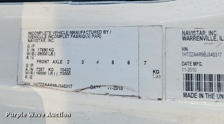 image for item OF9822 2011 International  7300 refuse truck