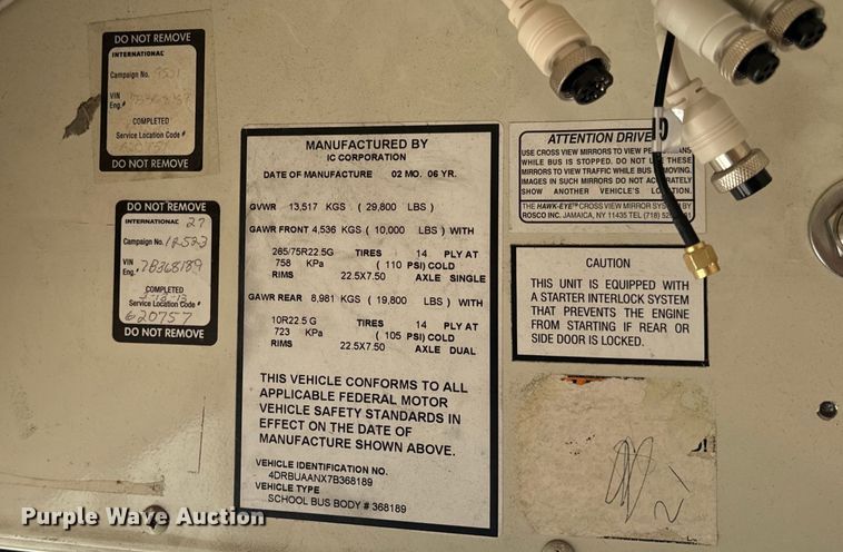 image for item OF9883 2007 IC Corporation  PB10500 school bus