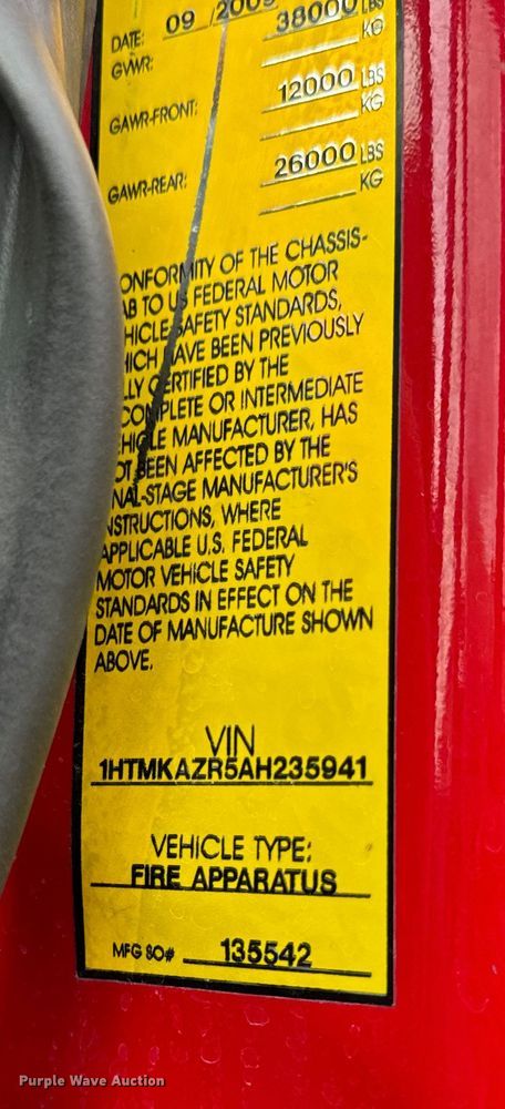 image for item OF9884 2010 International  4400 DuraStar pumper fire truck