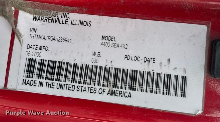 image for item OF9884 2010 International  4400 DuraStar pumper fire truck