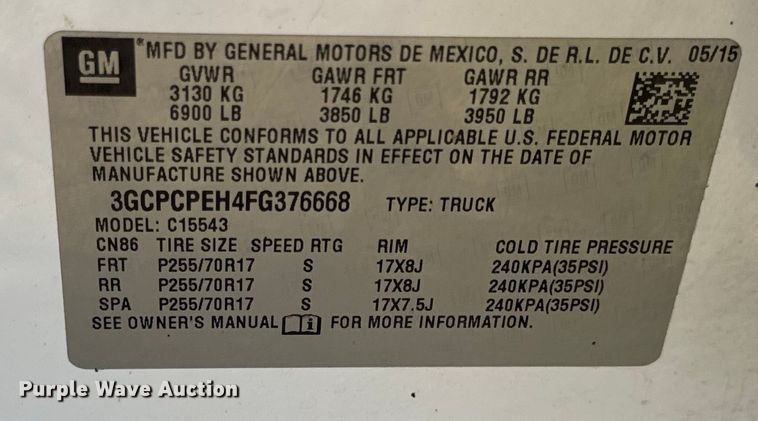 image for item OF9935 2015 Chevrolet  Silverado 1500 Crew Cab pickup truck
