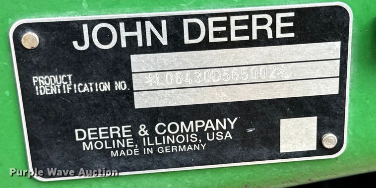 image for item OF9939 2008 John Deere 6430 MFWD tractor