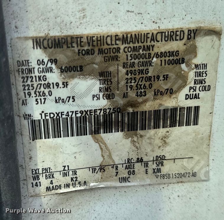 image for item OG9610 1999 Ford  F450 Super Duty XL dump truck