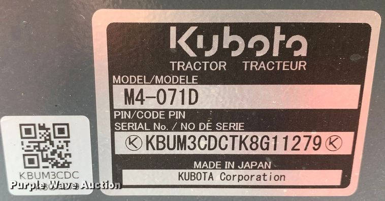 image for item DM7949 2019 Kubota  M4-071D MFWD tractor
