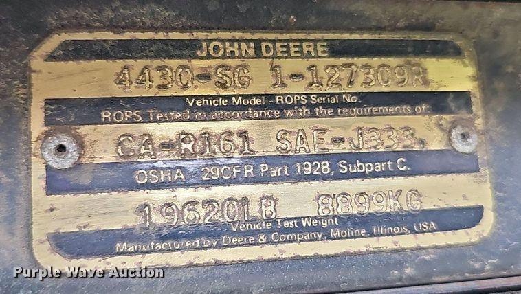image for item DP6617 John Deere 4430H tractor