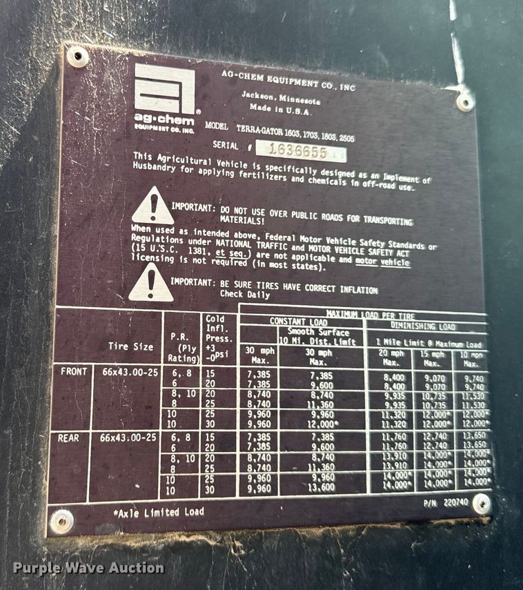 image for item DV5837 AG Chem  Terra Gator 1603T applicator