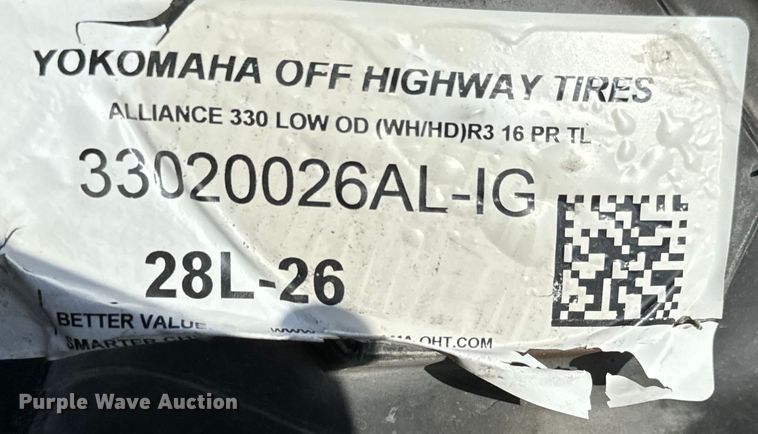 image for item MU9908 (10) Alliance N.D. Tractor 28L-26 tires and wheels