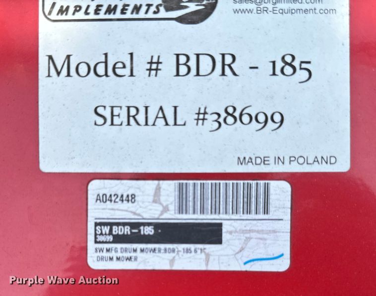 image for item NQ9714 Tar river BDR-185 drum mower