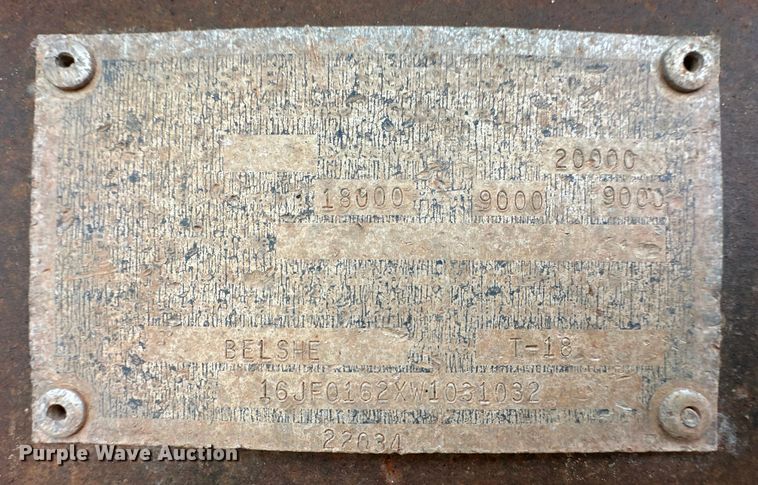 image for item OM9556 1998 Belshe T-18 equipment trailer