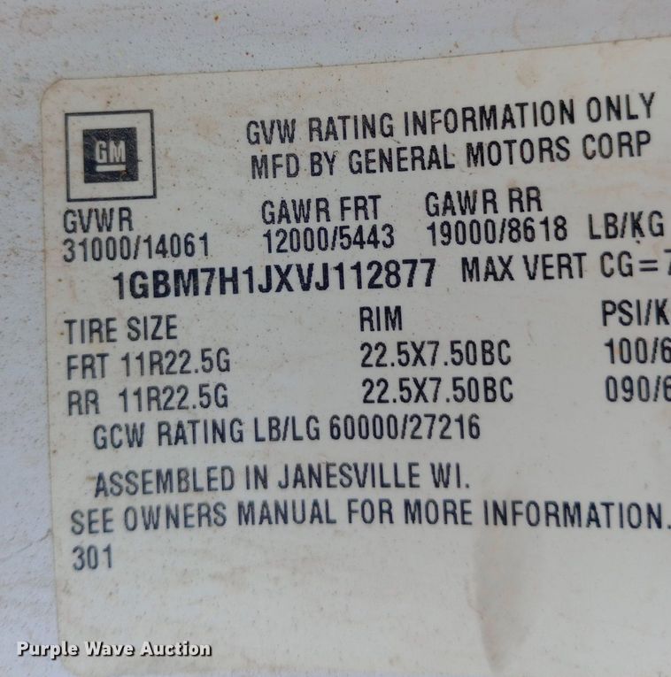 image for item DP1273 1997 Chevrolet C7500 bucket truck