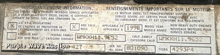 image for item DQ6909 1998 Mack CH613 truck cab and chassis