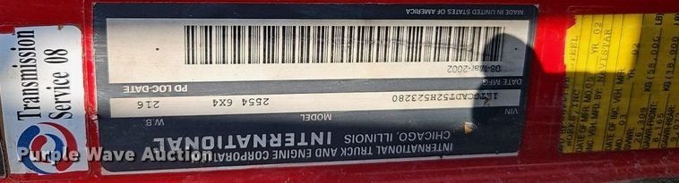 image for item DR8726 2002 International  2554 dump truck