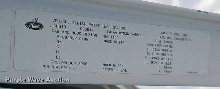 image for item DS4659 2003 Mack CH613 semi truck