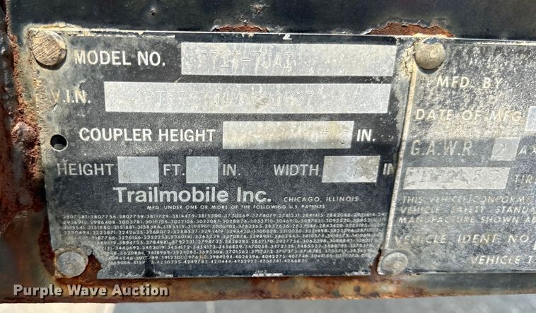 image for item DV5789 1991 Trailmobile  F71T-7UAI flatbed trailer