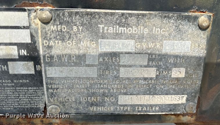 image for item DV5789 1991 Trailmobile  F71T-7UAI flatbed trailer