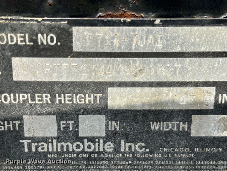 image for item DV5789 1991 Trailmobile  F71T-7UAI flatbed trailer