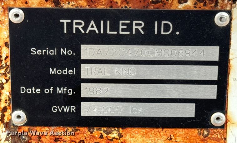 image for item DX0984 1982 Trail-Eze hydratail equipment trailer