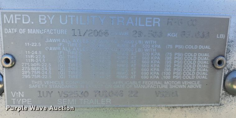 image for item DX1459 2007 Utility Trailer refrigerated van trailer