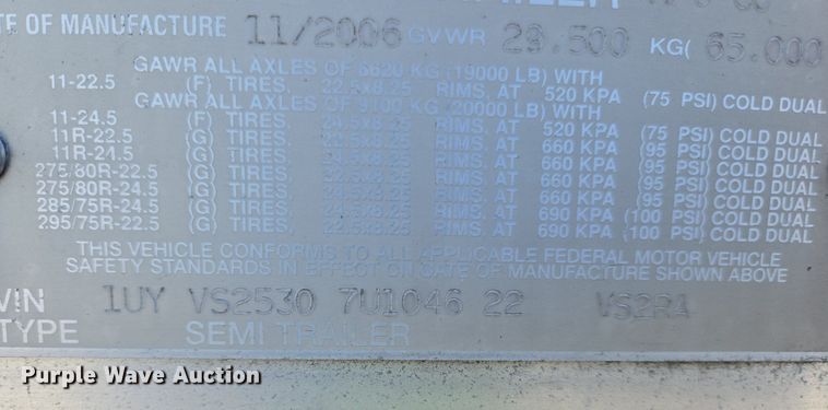 image for item DX1459 2007 Utility Trailer refrigerated van trailer