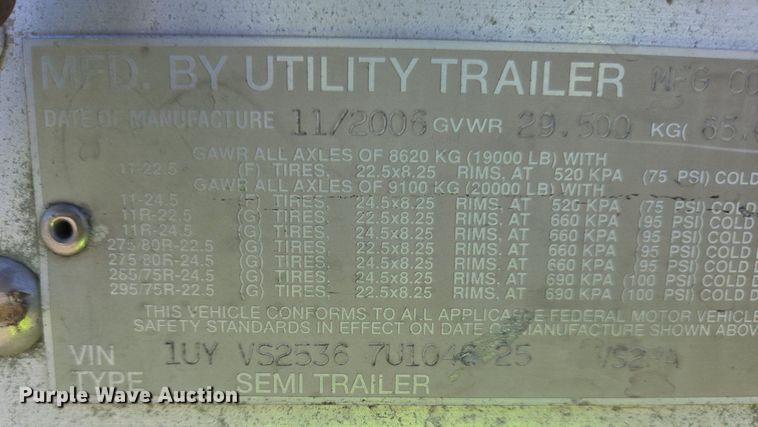 image for item DX1460 2007 Utility Trailer refrigerated van trailer