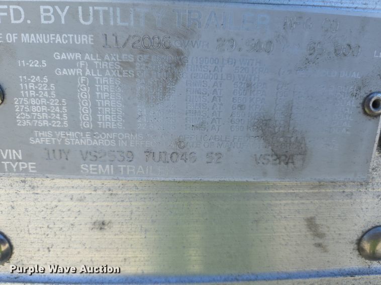 image for item DX1461 2007 Utility Trailer refrigerated van trailer