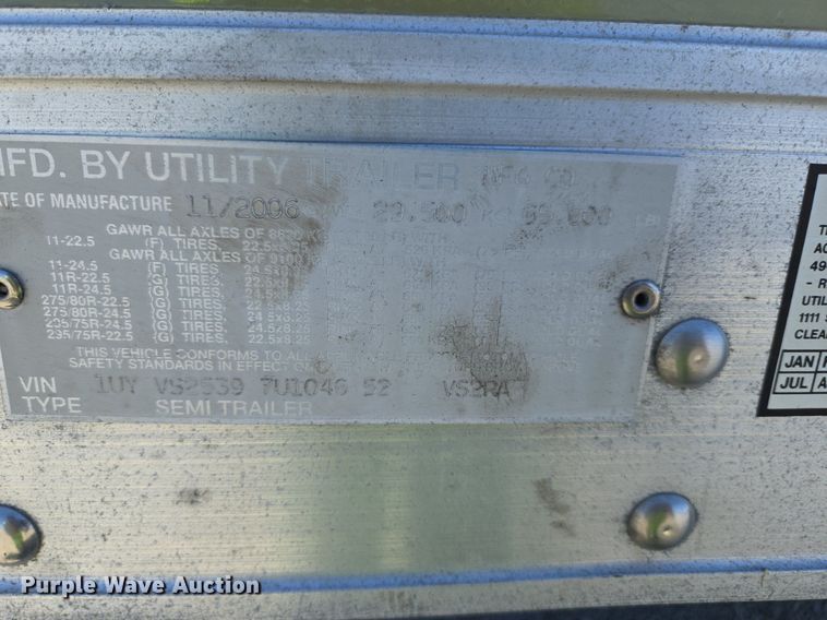 image for item DX1461 2007 Utility Trailer refrigerated van trailer