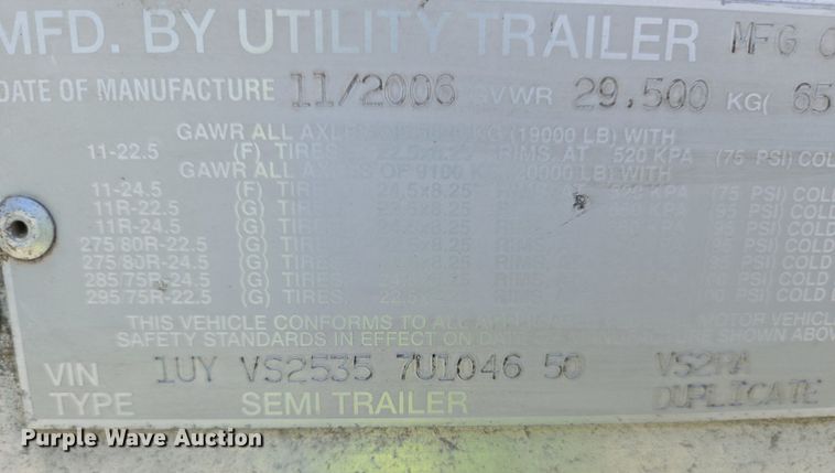 image for item DX1464 2007 Utility Trailer refrigerated van trailer 