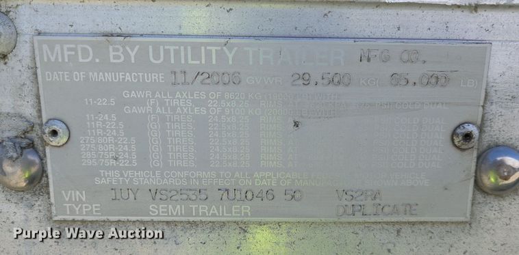 image for item DX1464 2007 Utility Trailer refrigerated van trailer 