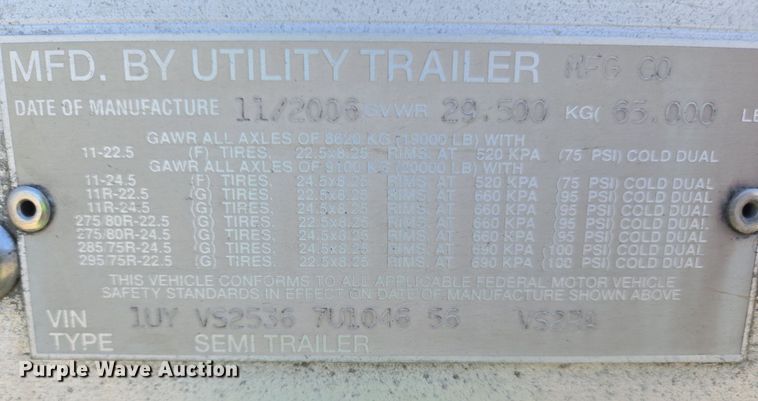 image for item DX1466 2007 Utility Trailer refrigerated van trailer