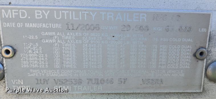 image for item DX1467 2007 Utility Trailer refrigerated van trailer 