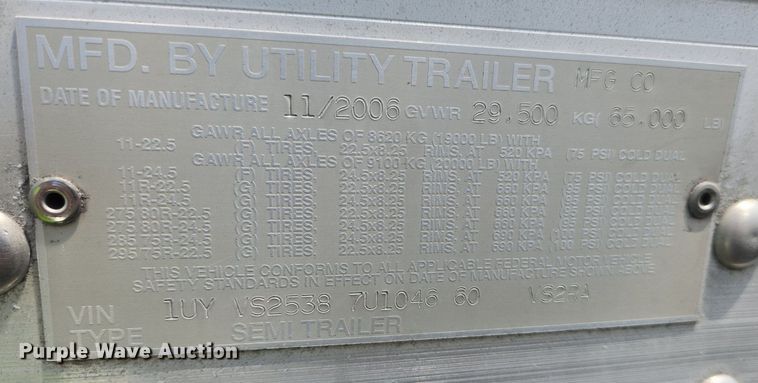 image for item DX1468 2007 Utility Trailer refrigerated van trailer