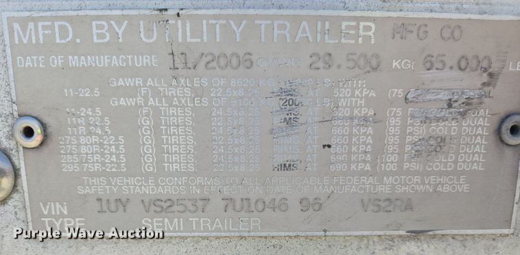 image for item DX1472 2007 Utility Trailer refrigerated van trailer