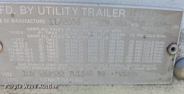 image for item DX1473 2007 Utility Trailer refrigerated van trailer