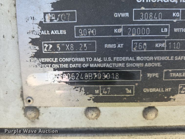 image for item DX1478 2008 Great Dane refrigerated van trailer