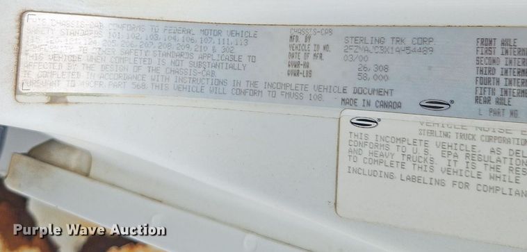 image for item EI3993 2001 Sterling  Acterra  fuel / lube truck