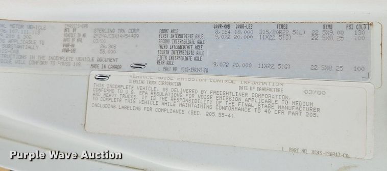 image for item EI3993 2001 Sterling  Acterra  fuel / lube truck