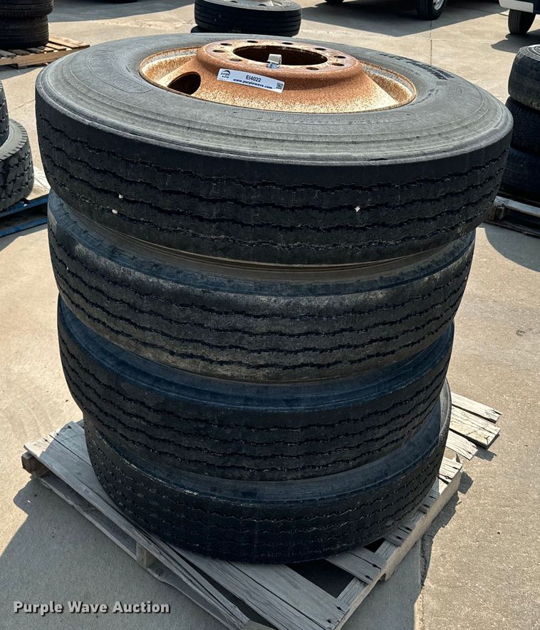 image for item EI4022 (4) Dayton 11R24.5 tires and wheels